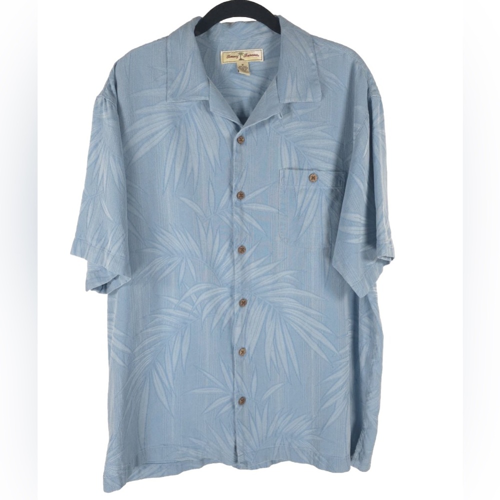 Tommy Bahama SILK Blend SS PALM FERN Print Button up Shirt Textured Size M‎